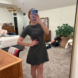 J. Crew Gray A-Line Mini Dress Casual Short Sleeve Crew Neck